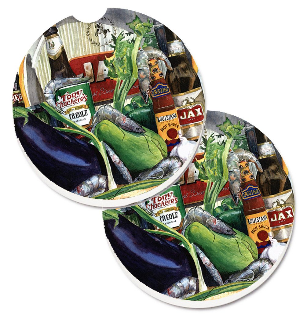Eggplant and New Orleans Beers Car Coasters – Set of 2 - Absorbent Stone with Fun & Functional Artwork 1007CARC