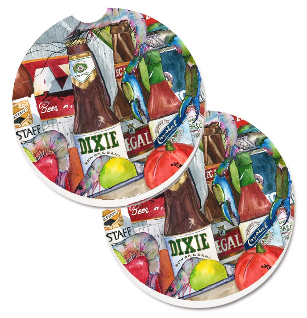 New Orleans Beers and Spices Car Coasters – Set of 2 - Absorbent Stone with Fun & Functional Artwork 1017-2CARC