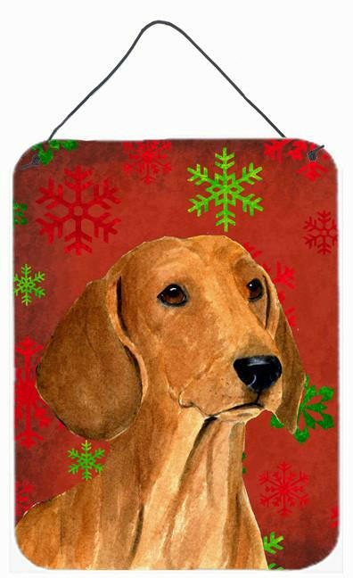 Dachshund Red Snowflakes Holiday Christmas Wall or Door Hanging Prints