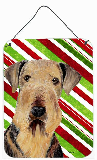 Airedale Holiday Christmas Aluminium Metal Wall or Door Hanging Prints