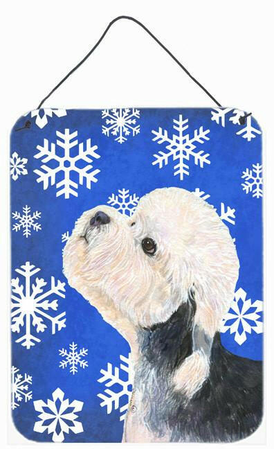 Dandie Dinmont Terrier Winter Snowflakes Holiday Wall or Door Hanging Prints