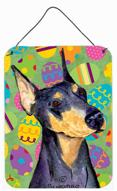 Doberman Easter Eggtravaganza Aluminium Metal Wall or Door Hanging Prints