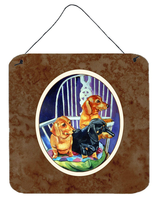 Dachshund Two Red and a Black and Tan Wall or Door Hanging Prints 7025DS66