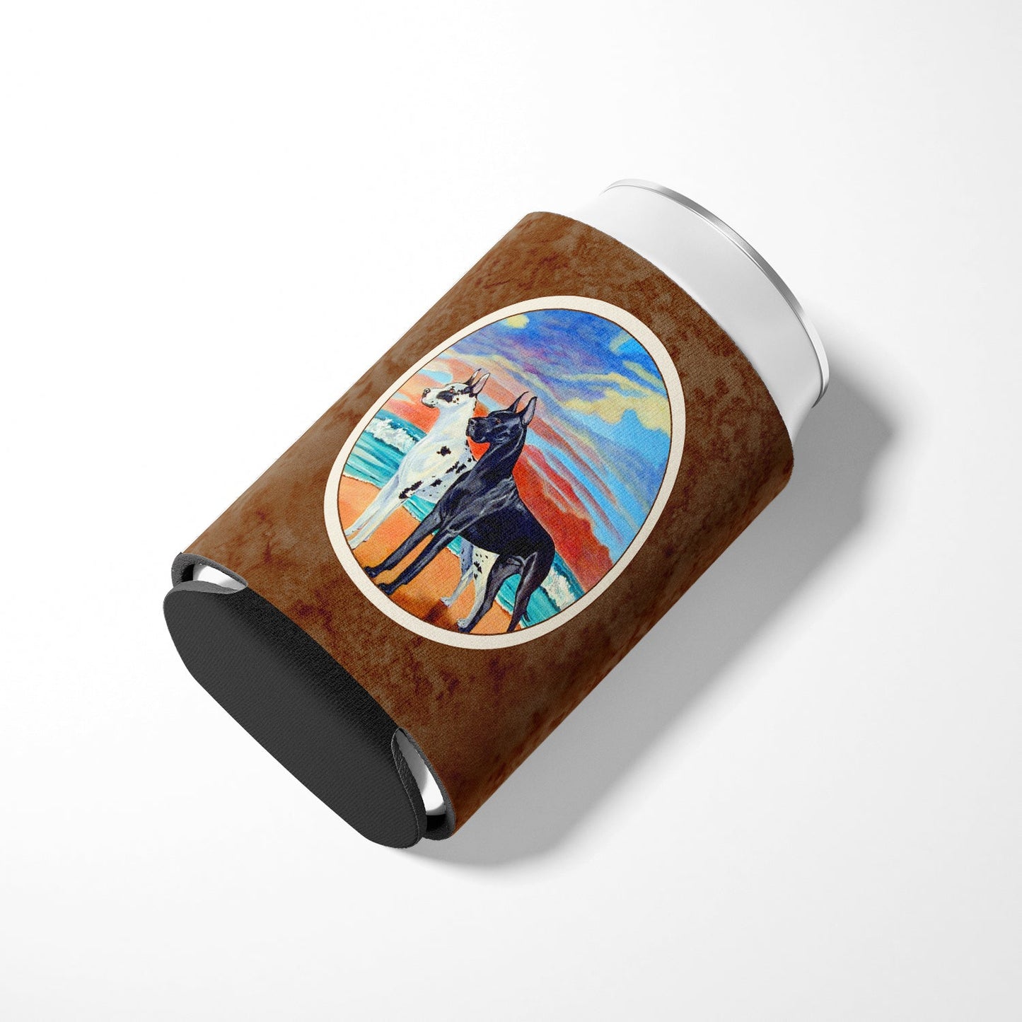 At sunset Great Dane Harlequin and Black Can or Bottle Hugger 7051CC