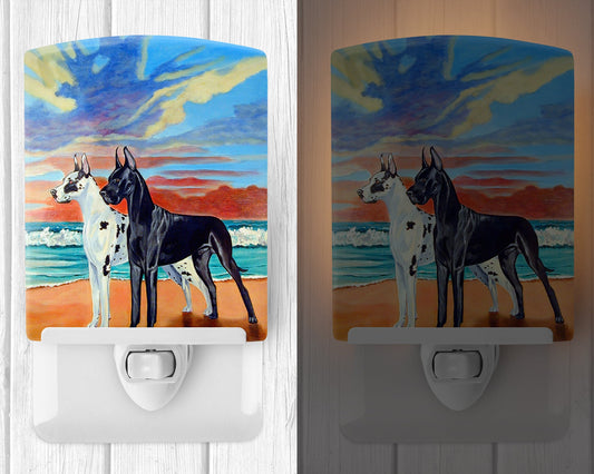 At sunset Great Dane Harlequin and Black Ceramic Night Light 7051CNL