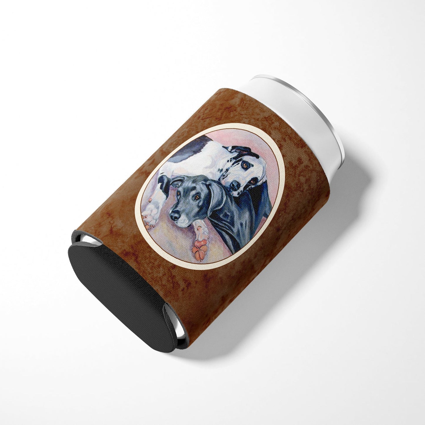 Black and Harlequin Great Dane Can or Bottle Hugger 7164CC