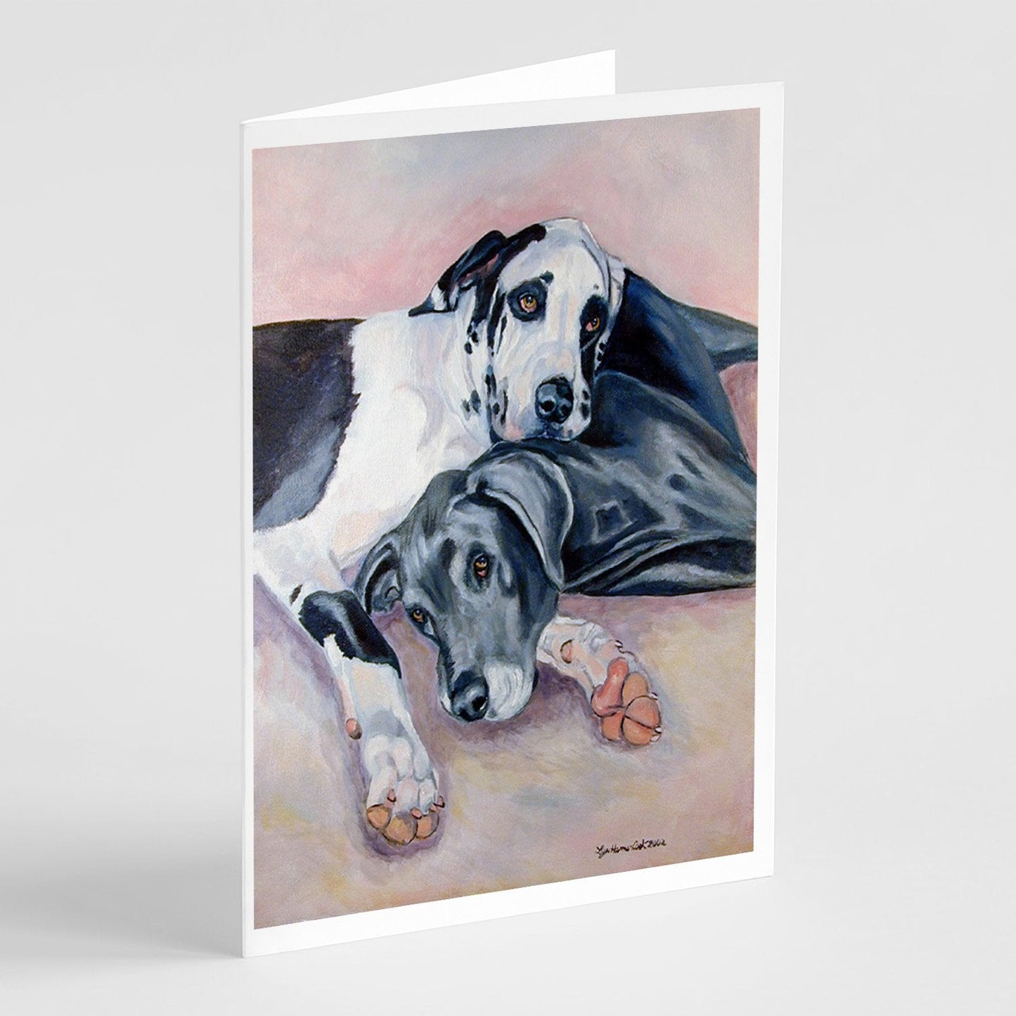 Black and Harlequin Great Dane Greeting Cards and Envelopes Pack of 8