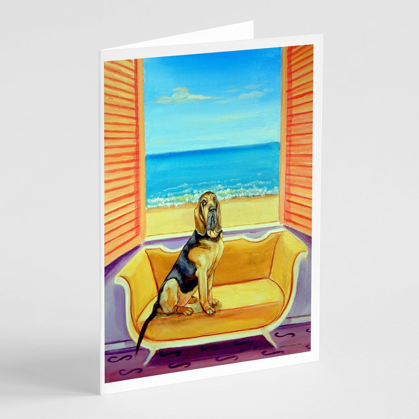 Bloodhound Couch Sitting Greeting Cards and Envelopes Pack of 8