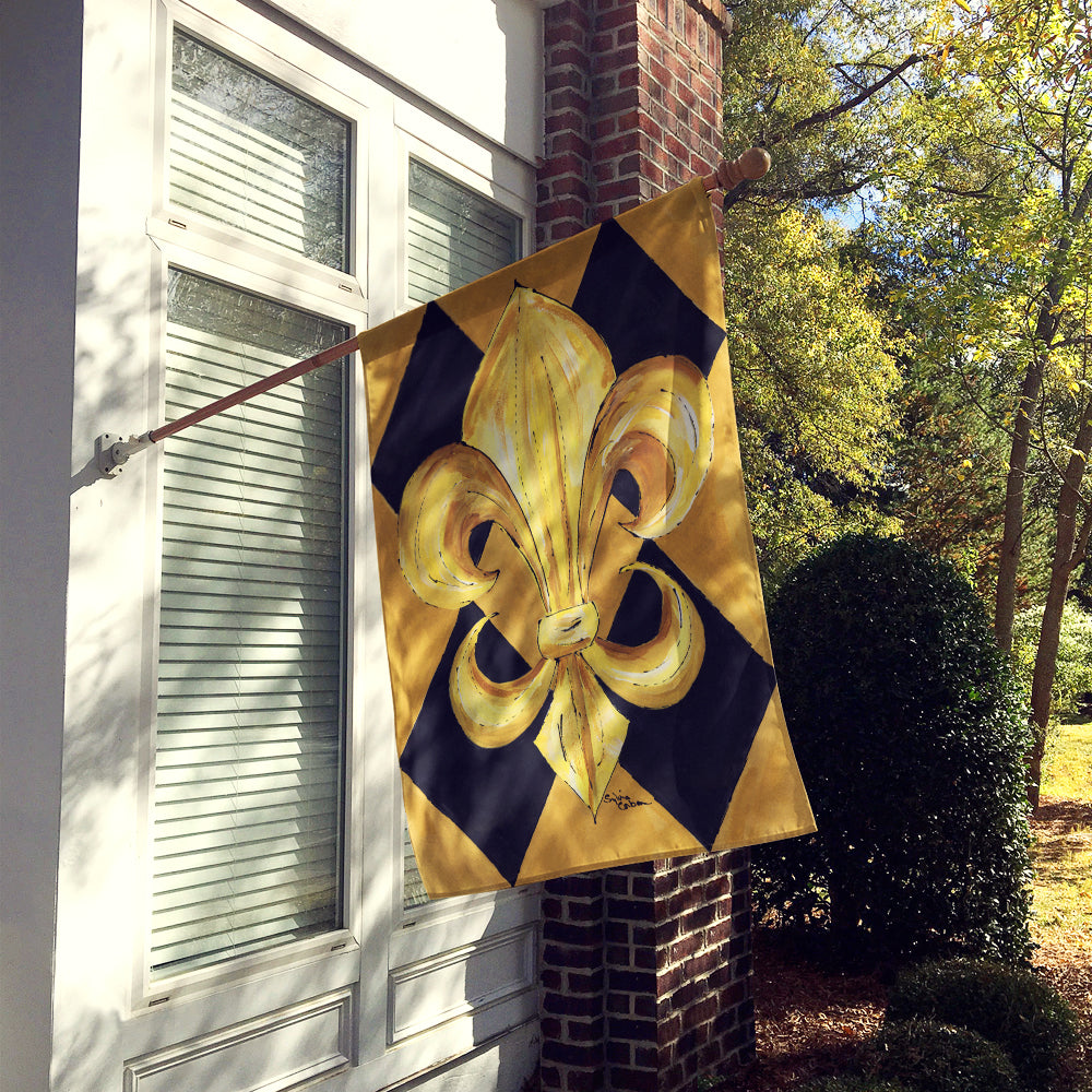 Black and Gold Fleur de lis New Orleans Flag Canvas House Size