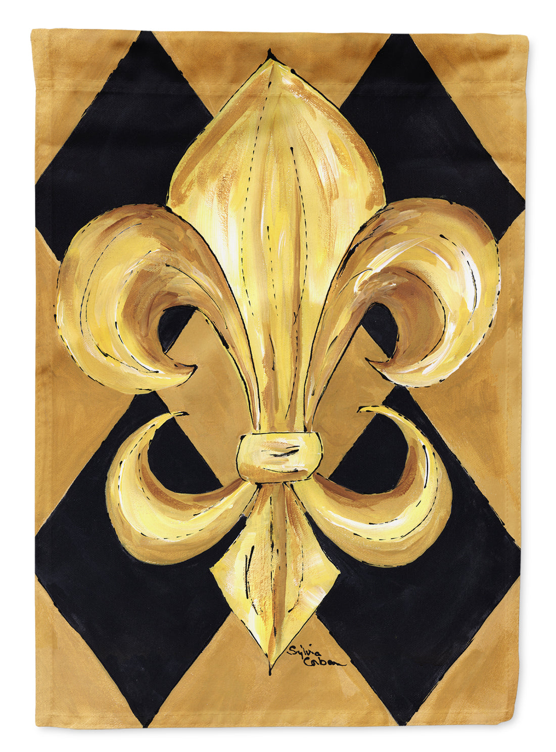 Black and Gold Fleur de lis New Orleans Flag Canvas House Size