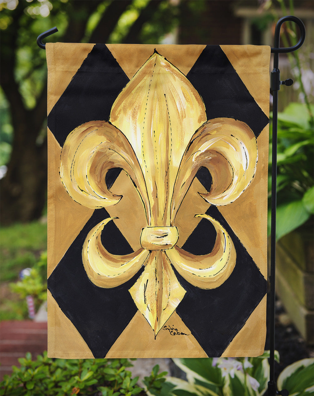 Black and Gold Fleur de lis New Orleans Garden Flag – Decorative Outdoor Yard Flag