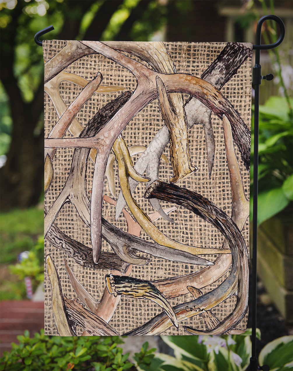 Deer Horns  Garden Flag – Decorative Outdoor Yard Flag