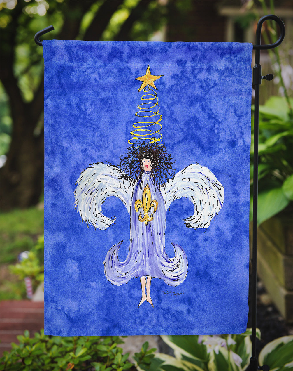 Christmas Angel Fleur de lis Garden Flag – Decorative Outdoor Yard Flag