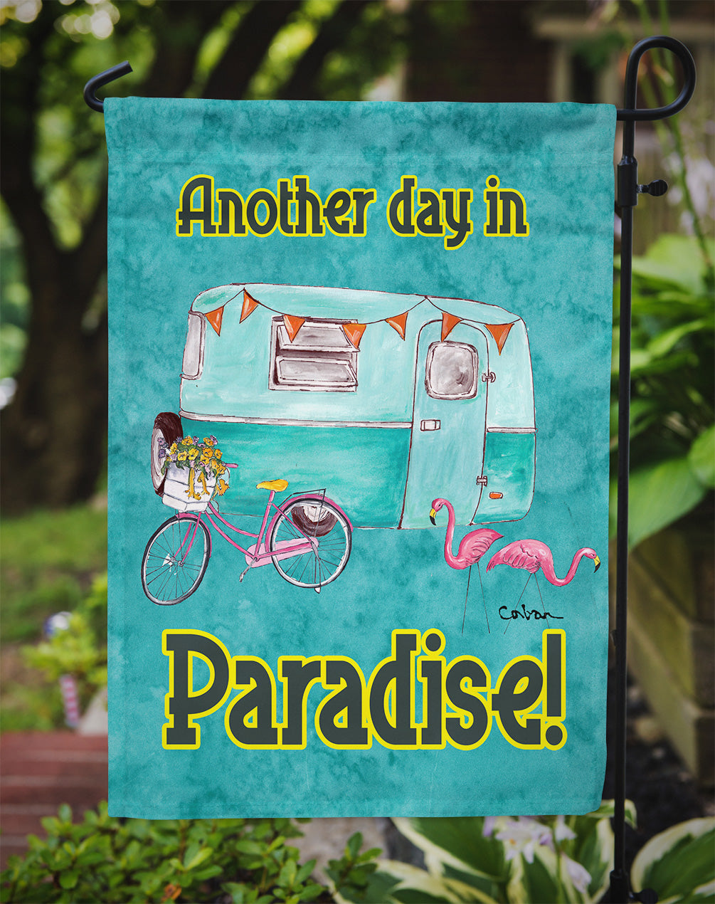 Another Day in Paradise Garden Flag – Decorative Outdoor Yard Flag