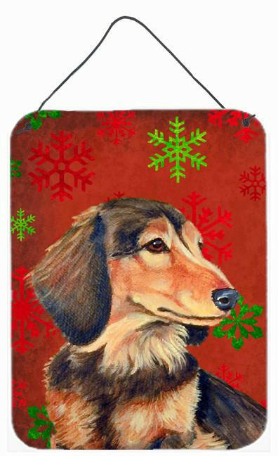 Dachshund Red Snowflakes Holiday Christmas Wall or Door Hanging Prints
