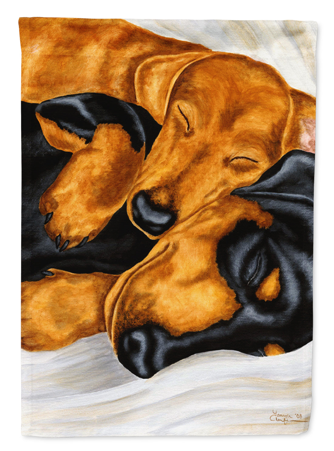 Dachshund Snuggles Garden Flag - Outdoor Decorative Yard Flag