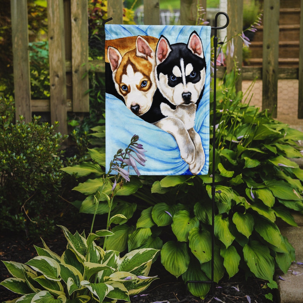 Snow Angels Siberian Husky Garden Flag - Outdoor Decorative Yard Flag