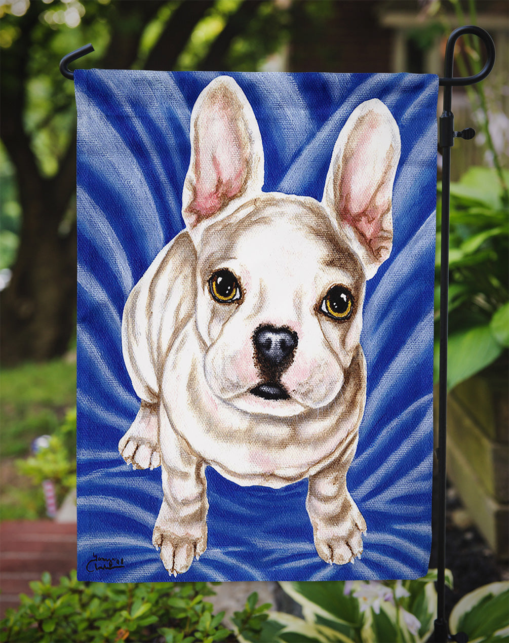 Diamond in Blue French Bulldog Garden Flag - Outdoor Decorative Yard Flag