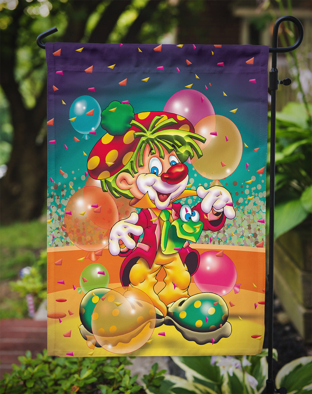 Happy Birthday Clown Garden Flag - Outdoor Decorative Yard Flag