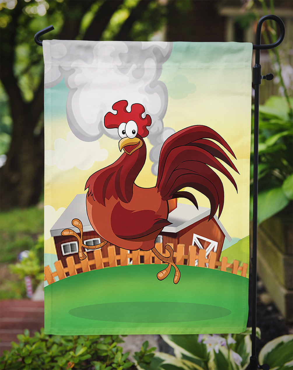 Rooster Chicken on the Run Flag Garden Size APH7630GF