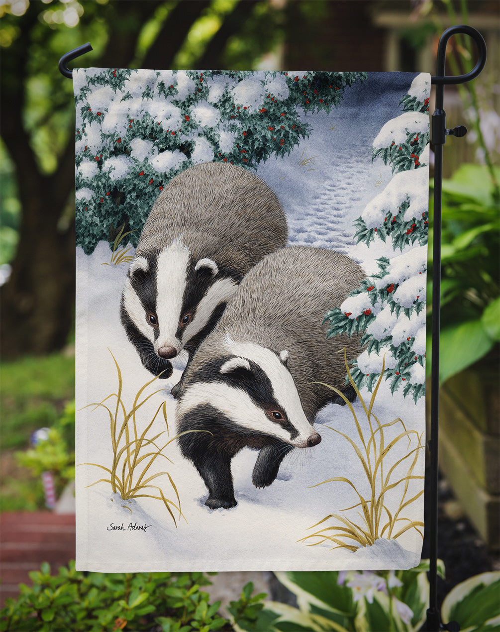 Badgers on the Move Garden Flag – Decorative Outdoor Yard Flag ASA2038GF