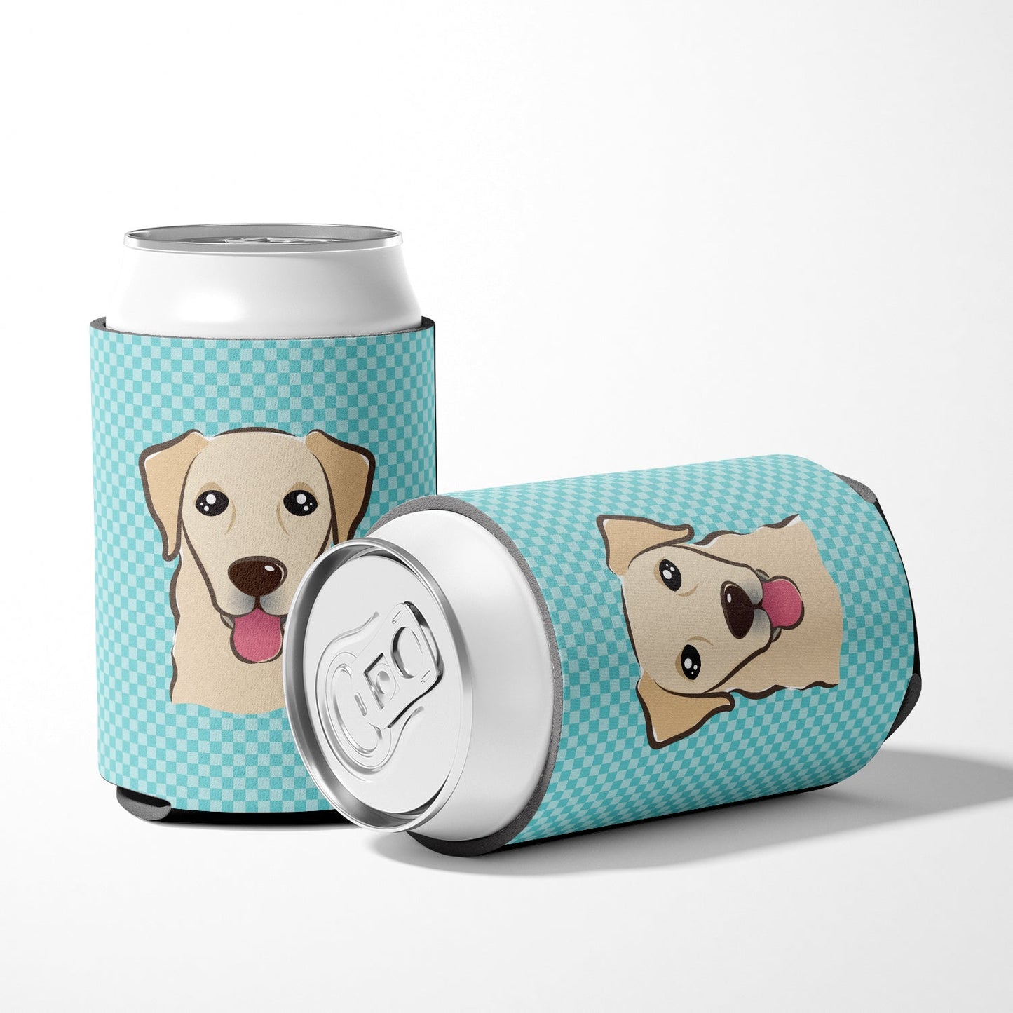 Checkerboard Blue Golden Retriever Can or Bottle Hugger BB1190CC