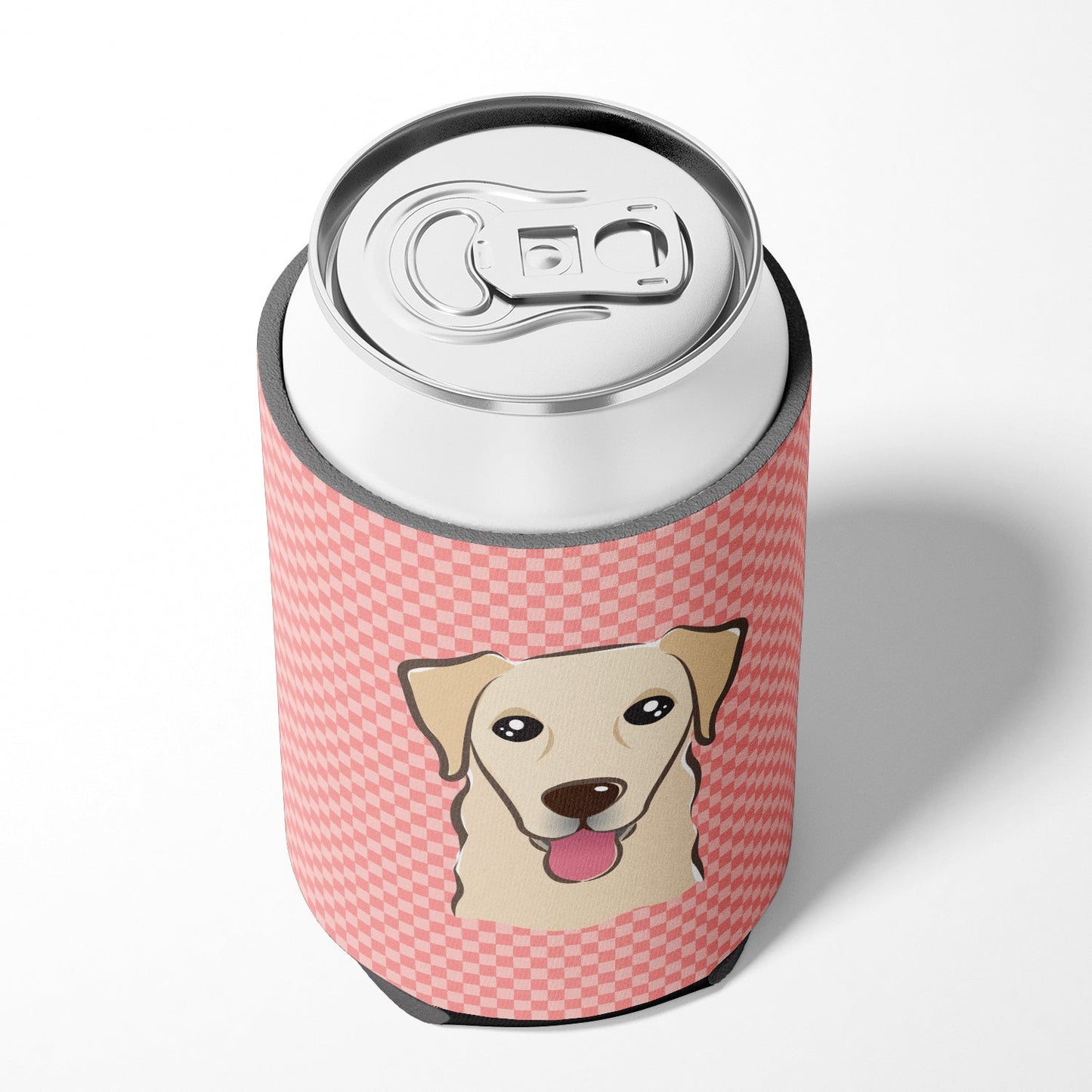Checkerboard Pink Golden Retriever Can or Bottle Hugger BB1252CC