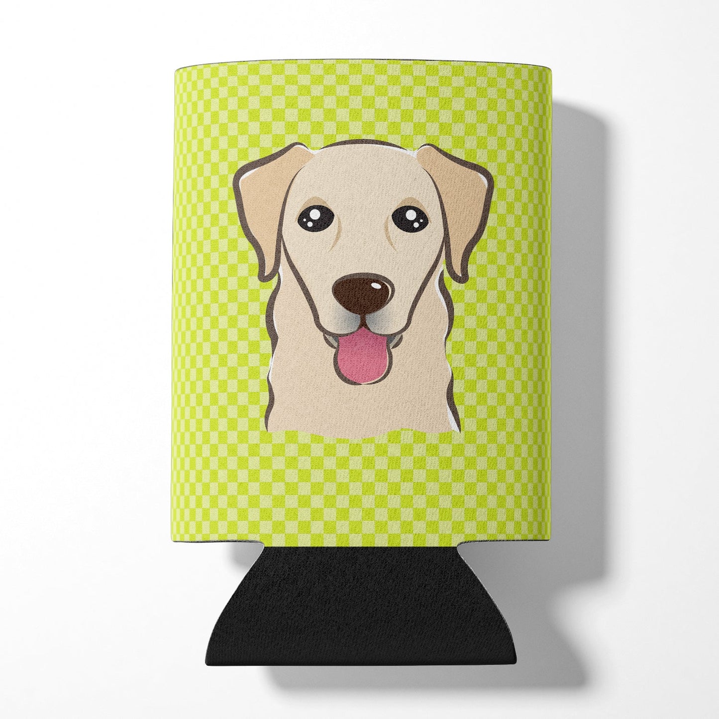 Checkerboard Lime Green Golden Retriever Can or Bottle Hugger BB1314CC