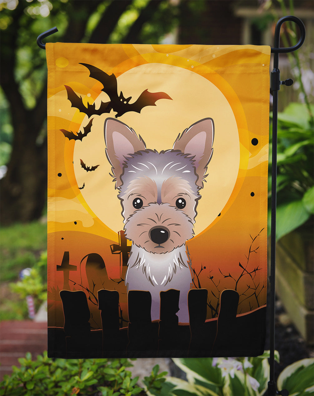 Halloween Yorkie Puppy Garden Flag – Decorative Outdoor Yard Flag BB1790GF