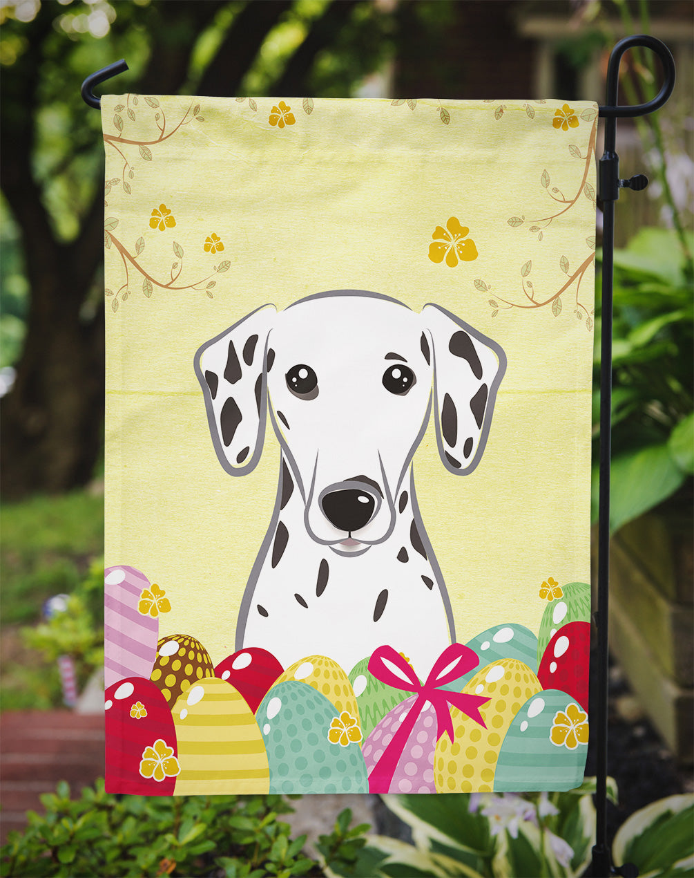 Dalmatian Easter Egg Hunt Garden Flag - Outdoor Decorative Yard Flag BB1892GF