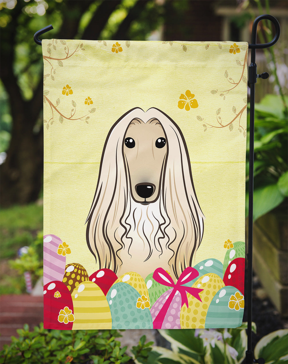 Afghan Hound Easter Egg Hunt Garden Flag - Outdoor Decorative Yard Flag BB1926GF