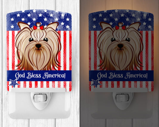 American Flag and Yorkie Yorkishire Terrier Ceramic Night Light BB2134CNL