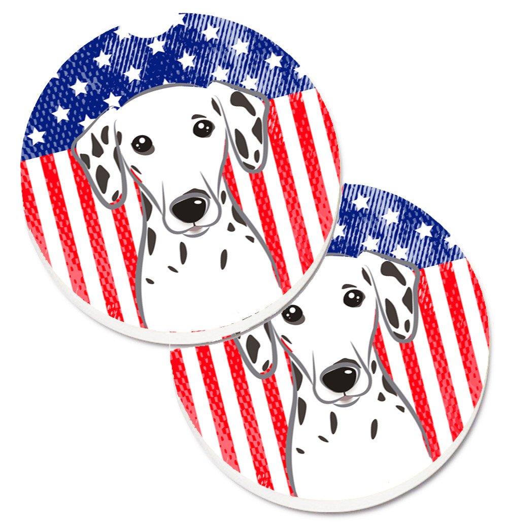 American Flag and Dalmatian Car Coasters – Set of 2 - Absorbent Stone with Fun & Functional Artwork BB2140CARC