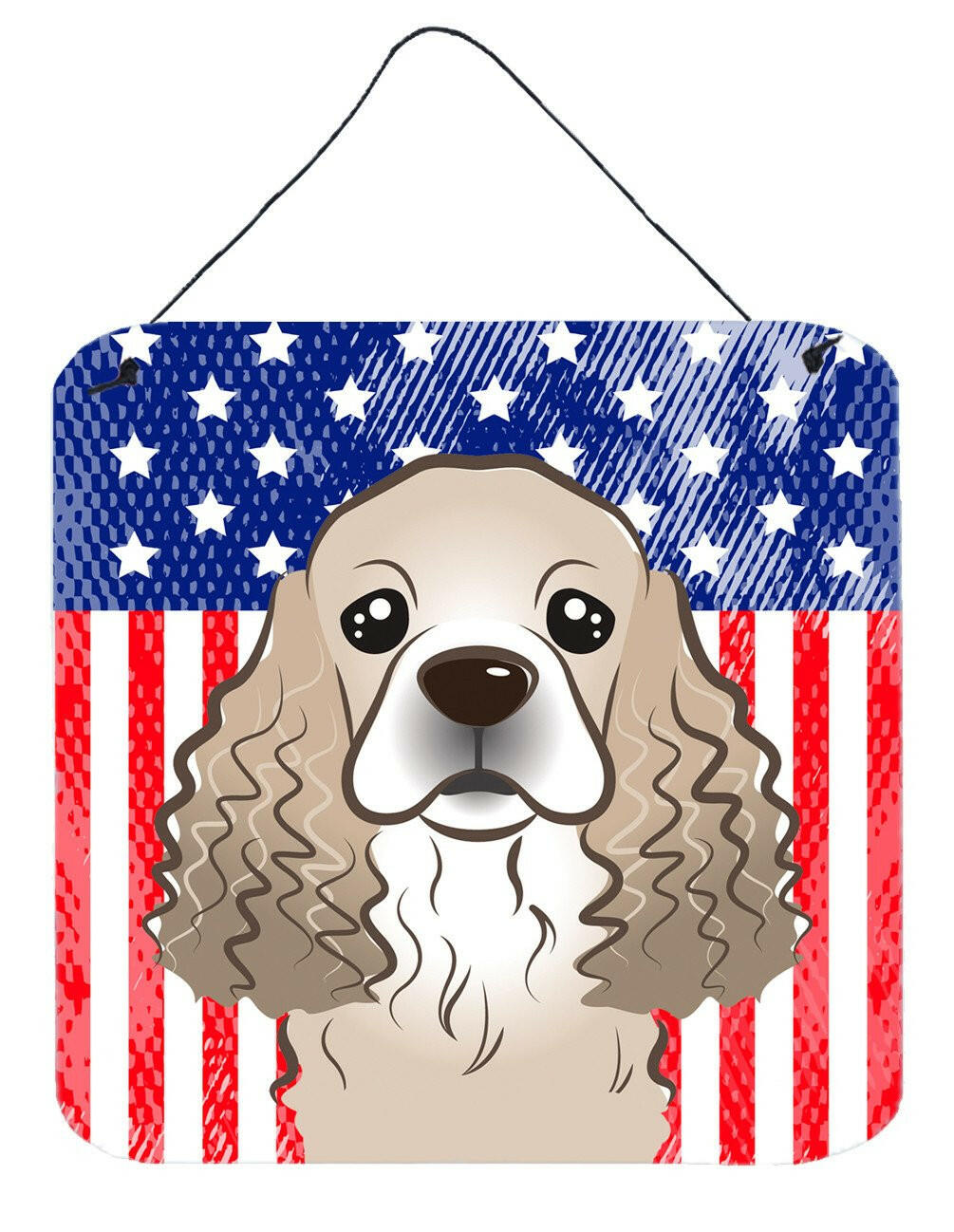 American Flag and Cocker Spaniel Wall or Door Hanging Prints BB2146DS66