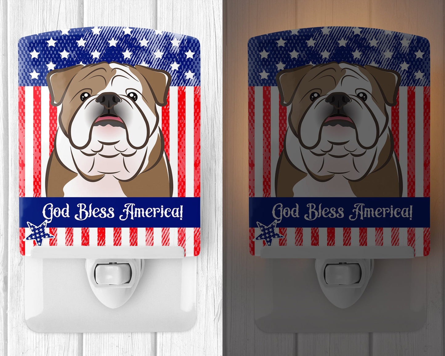 American Flag and English Bulldog Ceramic Night Light BB2149CNL