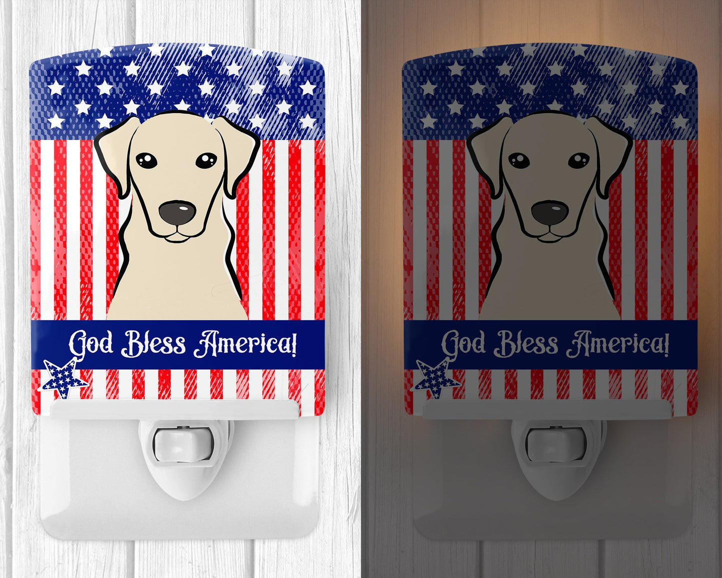 American Flag and Yellow Labrador Ceramic Night Light BB2152CNL