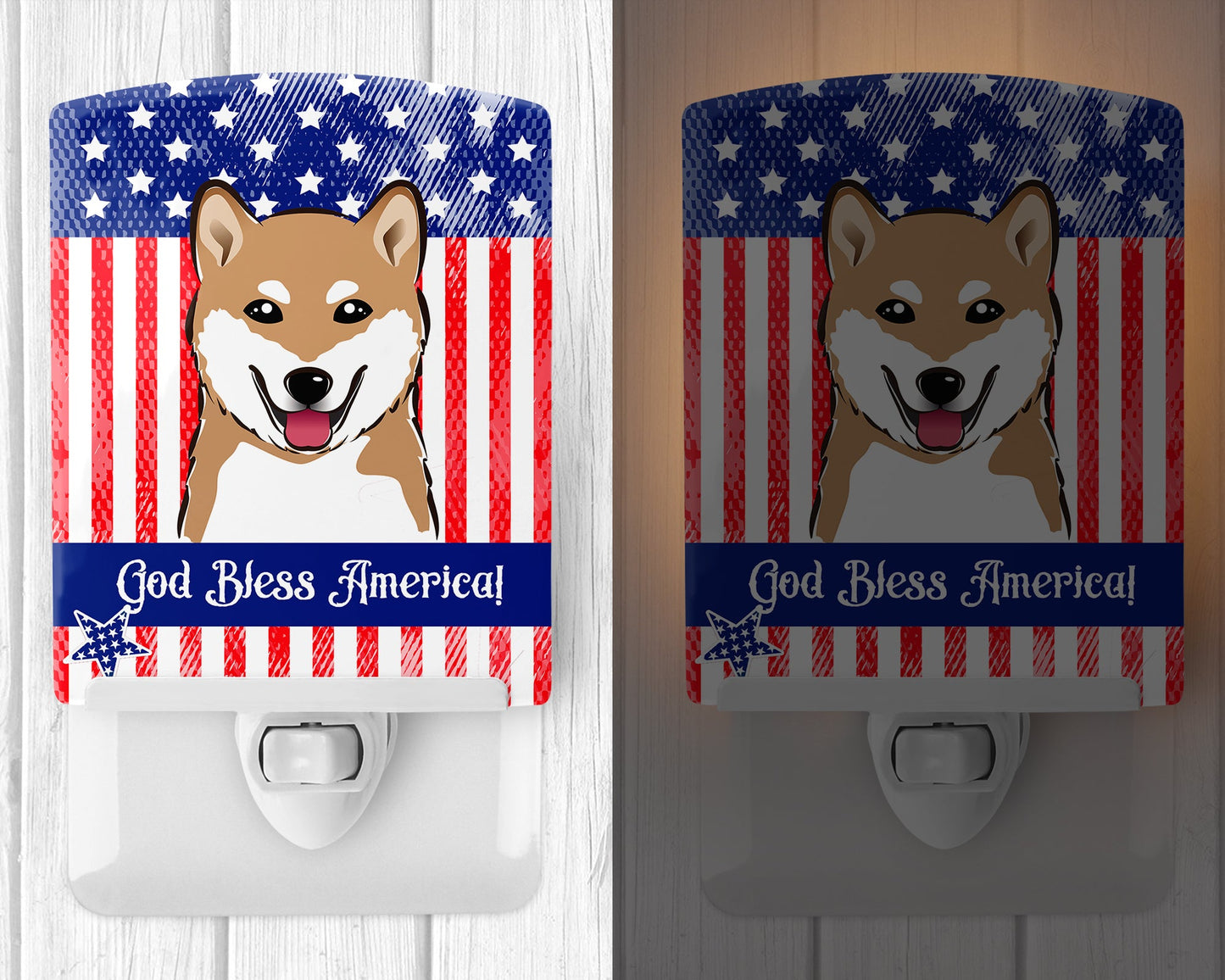 American Flag and Shiba Inu Ceramic Night Light BB2155CNL