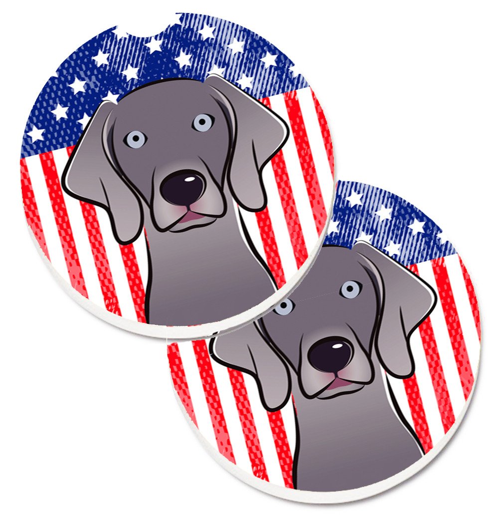 American Flag and Weimaraner Car Coasters – Set of 2 - Absorbent Stone with Fun & Functional Artwork BB2161CARC