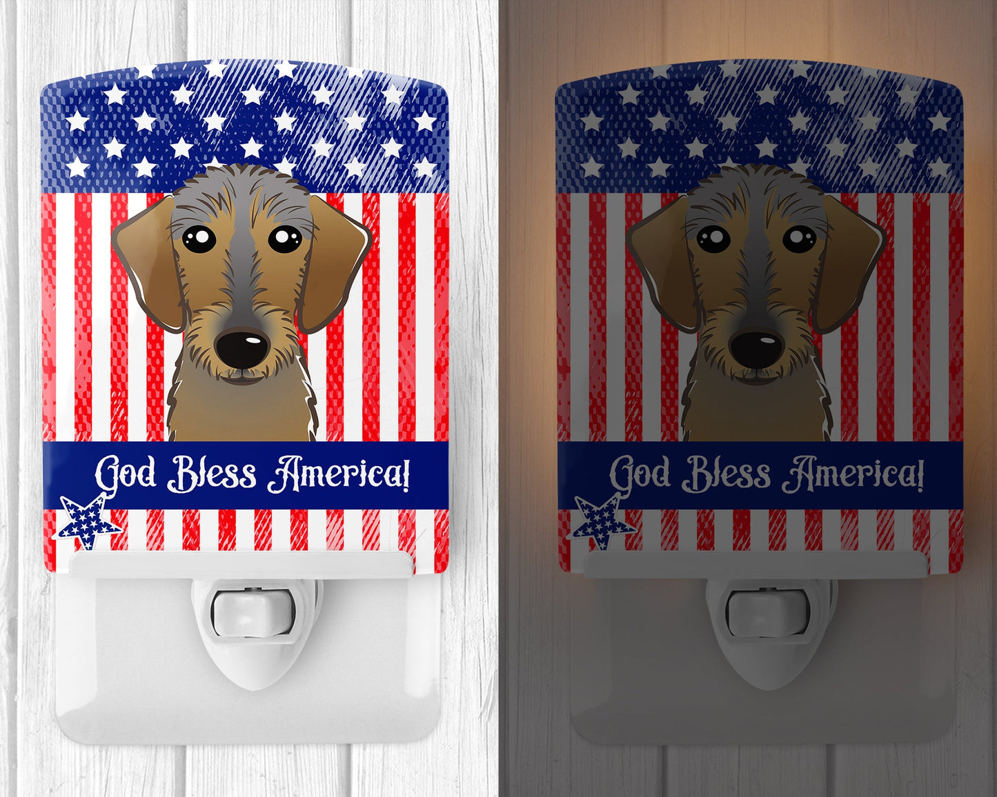 American Flag and Chocolate Labrador Ceramic Night Light BB2164CNL