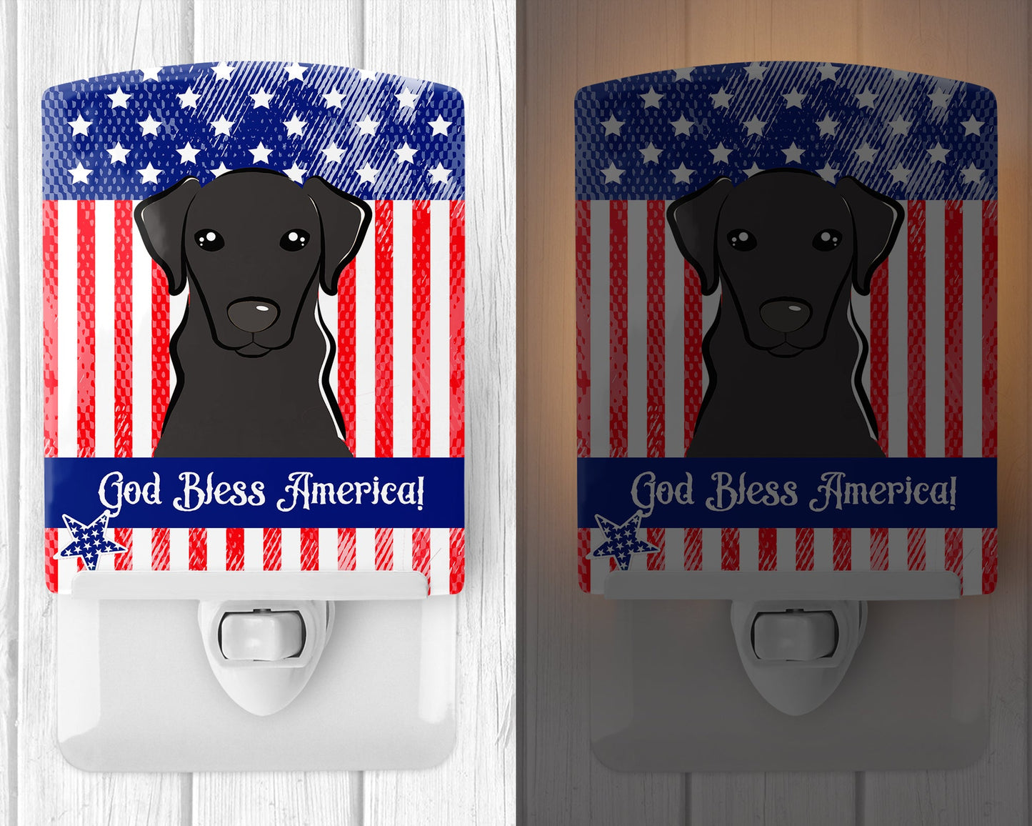 American Flag and Black Labrador Ceramic Night Light BB2165CNL