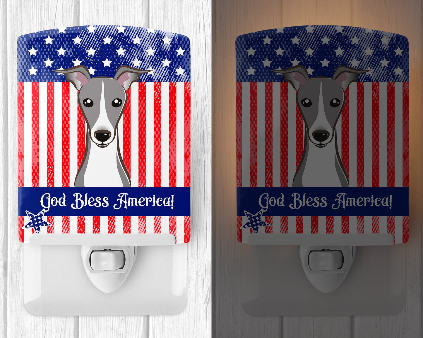 American Flag and Italian Greyhound Ceramic Night Light BB2166CNL