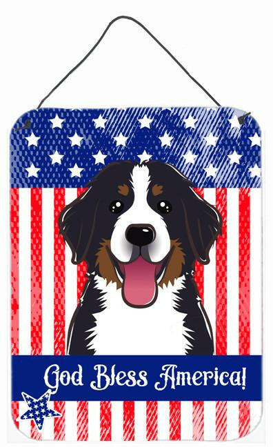 God Bless American Flag with Bernese Mountain Dog Wall or Door Hanging Prints BB2167DS1216