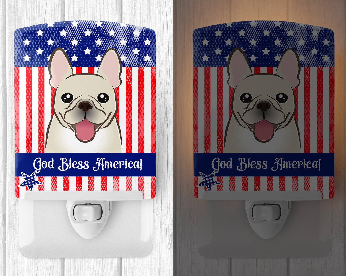 American Flag and French Bulldog Ceramic Night Light BB2168CNL
