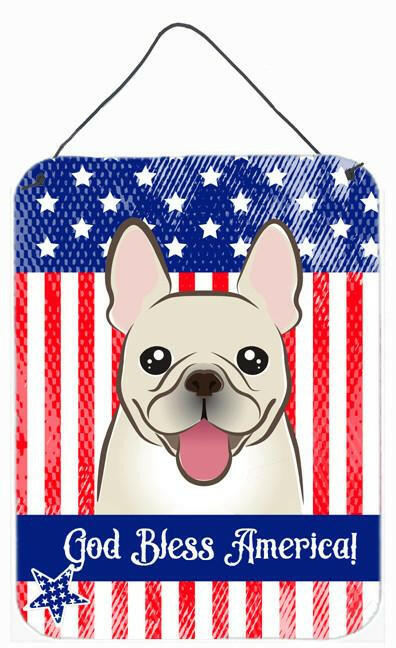 God Bless American Flag with French Bulldog Wall or Door Hanging Prints BB2168DS1216
