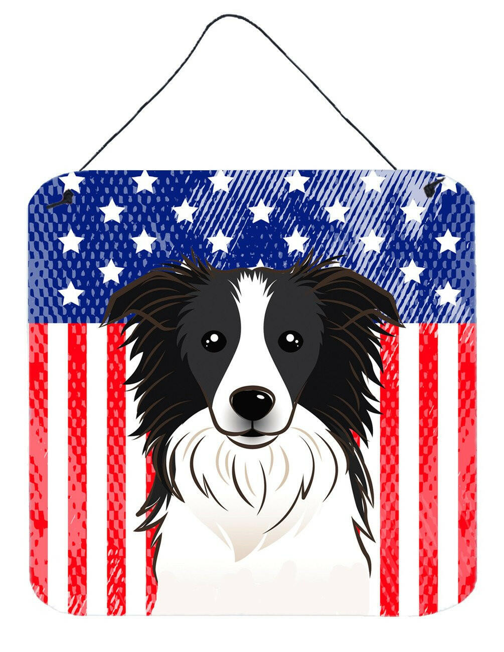American Flag and Border Collie Wall or Door Hanging Prints BB2171DS66