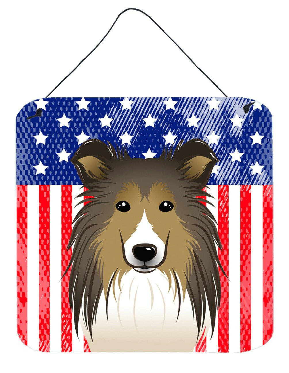 American Flag and Sheltie Wall or Door Hanging Prints BB2172DS66