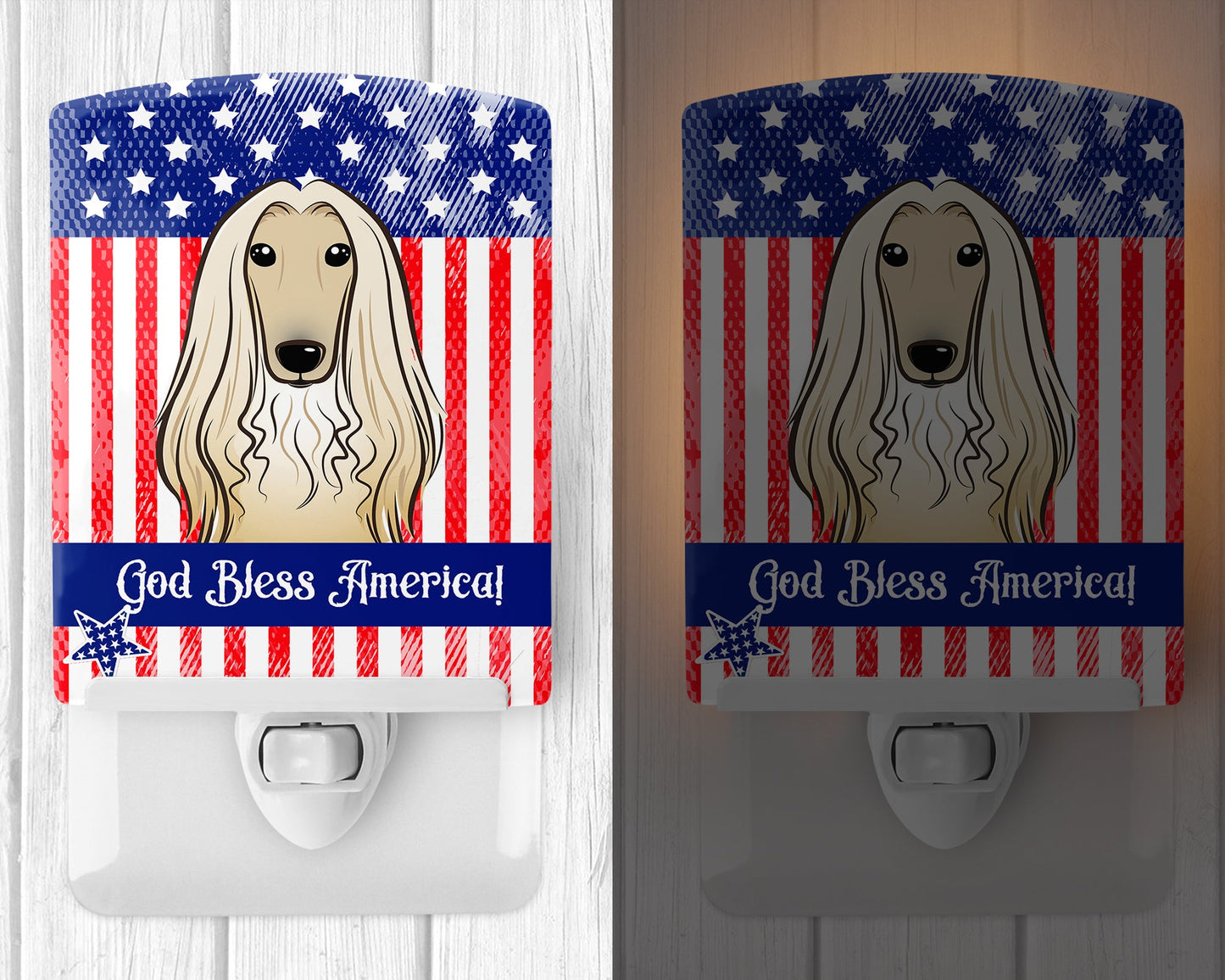 American Flag and Afghan Hound Ceramic Night Light BB2174CNL