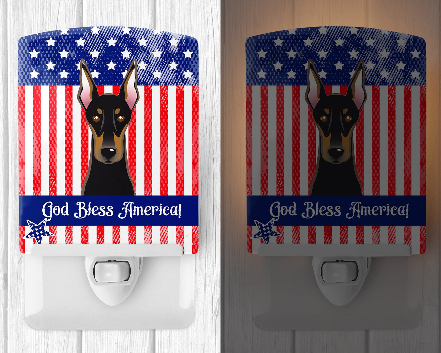 American Flag and Doberman Ceramic Night Light BB2175CNL