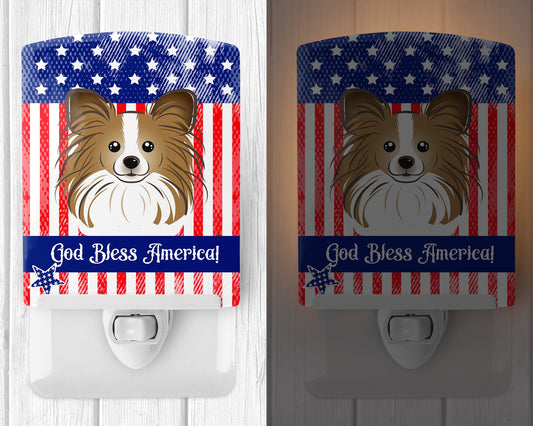 American Flag and Papillon Ceramic Night Light BB2178CNL