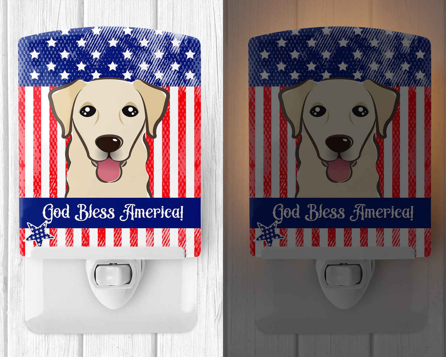 American Flag and Golden Retriever Ceramic Night Light BB2182CNL